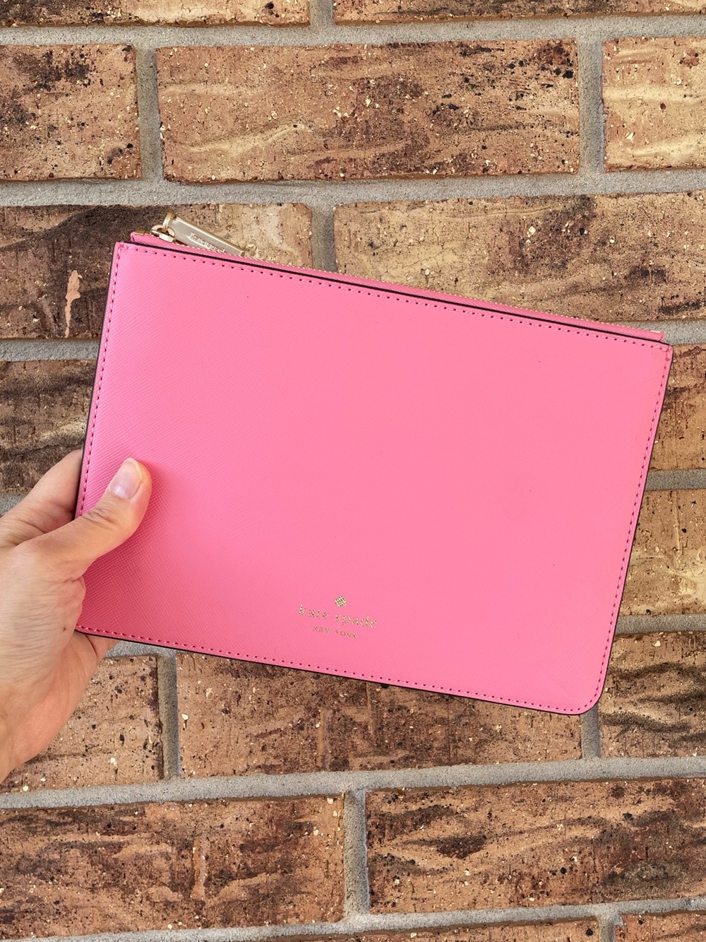 Kate Spade Pink Leather Zip Clutch/Pouch